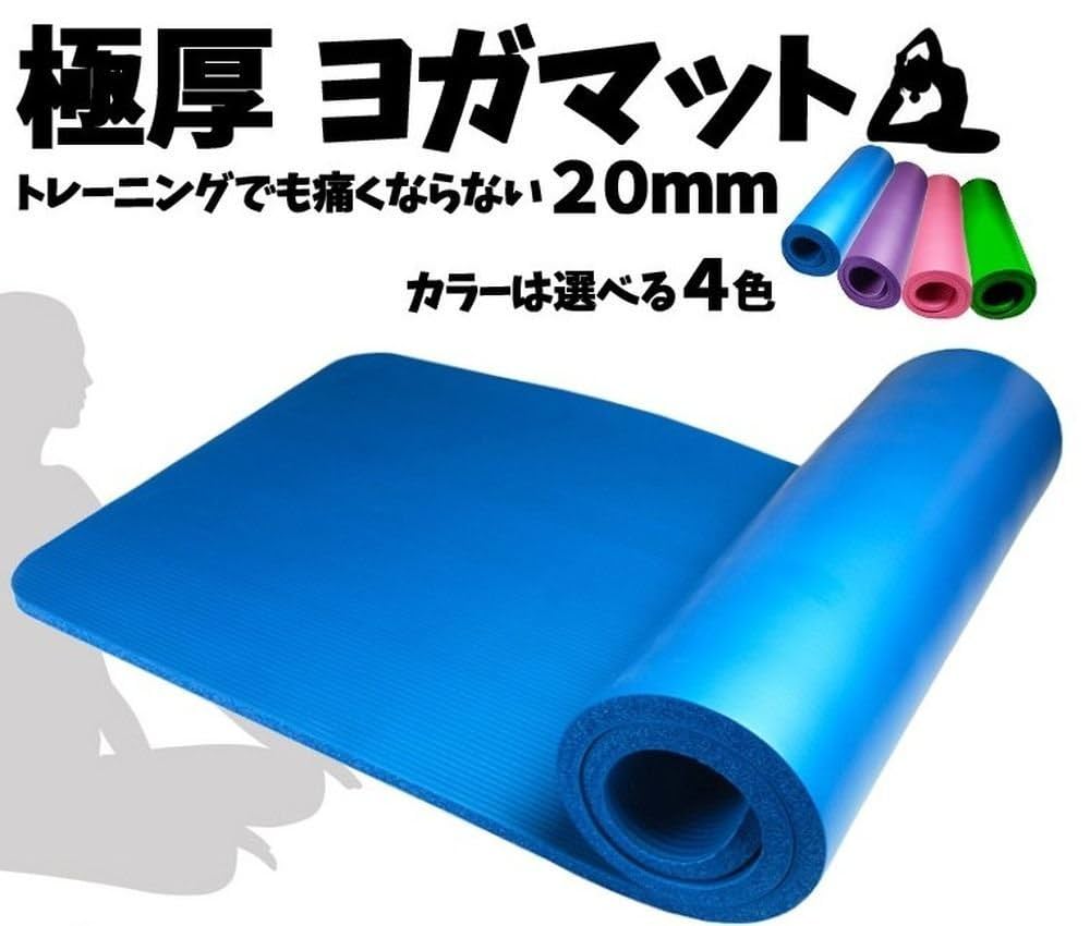 BTY ヨガマット Sunny Health & Fitness Exercise Non-Slip Yoga Mat (Blue